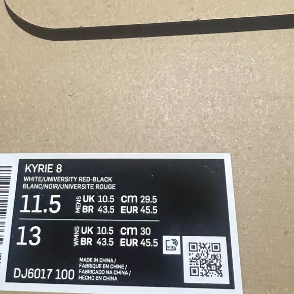 Nike Kyrie 8 “White/University Red” | Size 11.5 Mens | NEW in BOX!!! ❤️🖤 - Picture 9 of 10